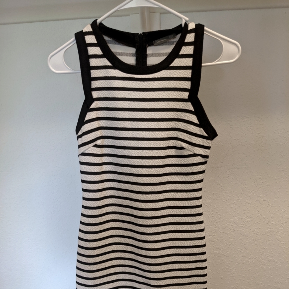 Black and White Bodycon Striped Dress